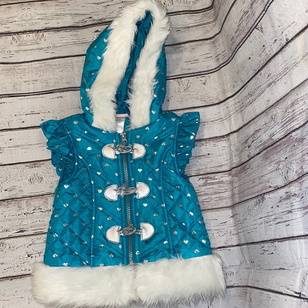 Girls 2T Sleeveless Puffer Vest Faux Fur